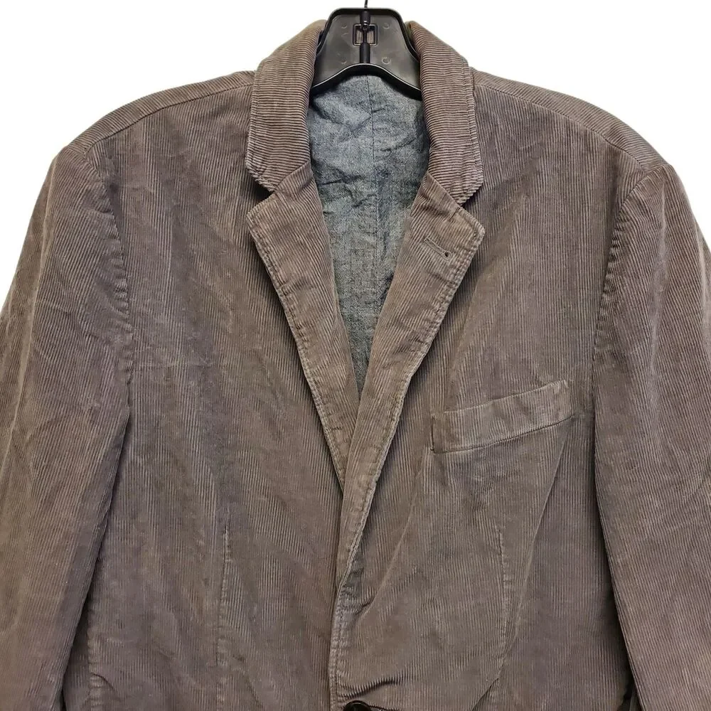 Vintage J CREW Jacket Mens Medium Gray Corduroy Blazer Single Breasted Preppy